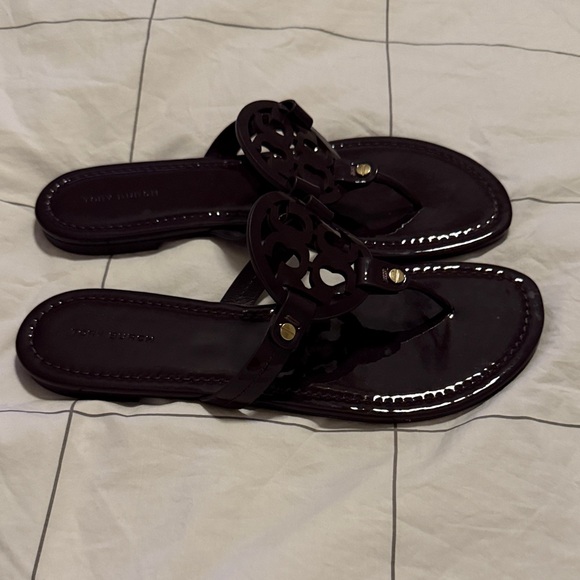 Tory Burch Miller Sandals Dark‎ Purple Size 8.5 - Picture 3 of 7